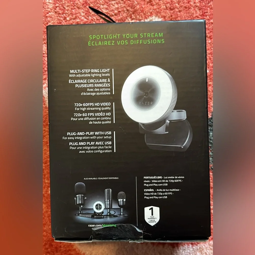 NWT Razer Kiyo Webcam with Illuminated Ring Light